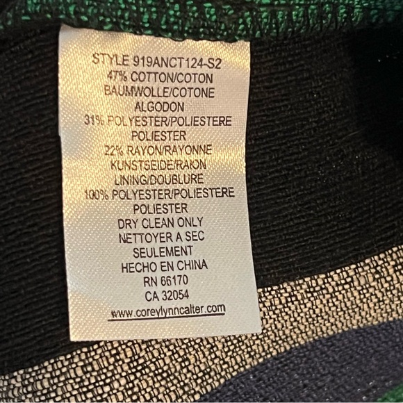 Corey Lynn Calter Anthropologie Green Black Striped Peplum Tank Top Women Sz. S - Picture 7 of 7